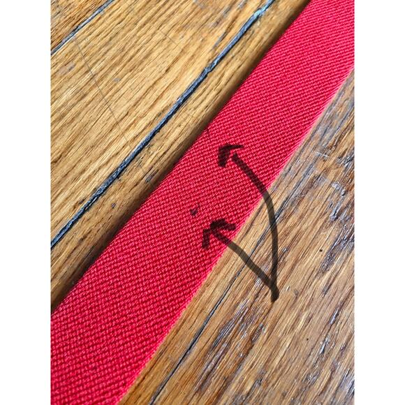 PAUL STUART Red/Yellow Stripe Stretch Belt w/Leather Trim Mens sz 42 - Picture 8 of 12